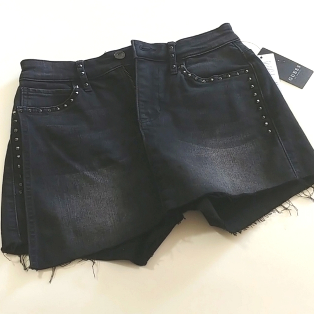 Guess Black Selah Wash Skort Size 25, Chic & Trendy Bedazzle! NWT